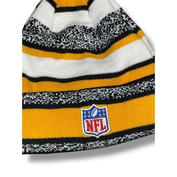 Pittsburgh Steelers Beanie Pom Hat Knit Pom NFL New Era Football OS Black Yellow - Picture 3 of 11